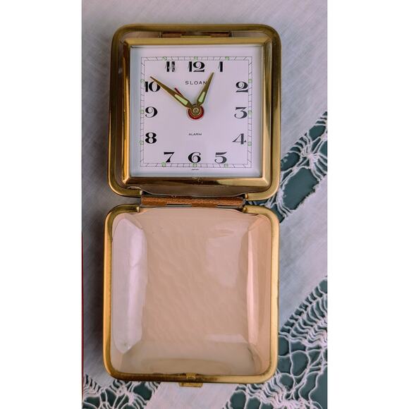 VTG Phinney-Walker + Sloan Fold Up Hard Case Travel Alarm Clocks Lot of 2 MCM - Picture 6 of 12
